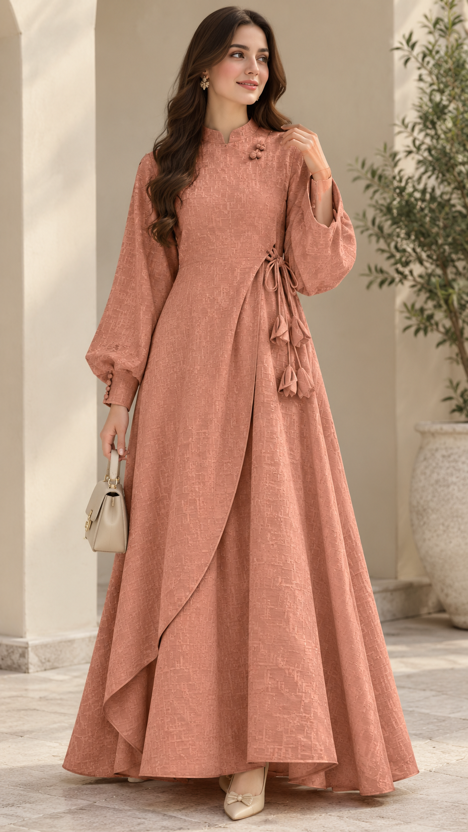 Terracotta Wrap Gown — view 1